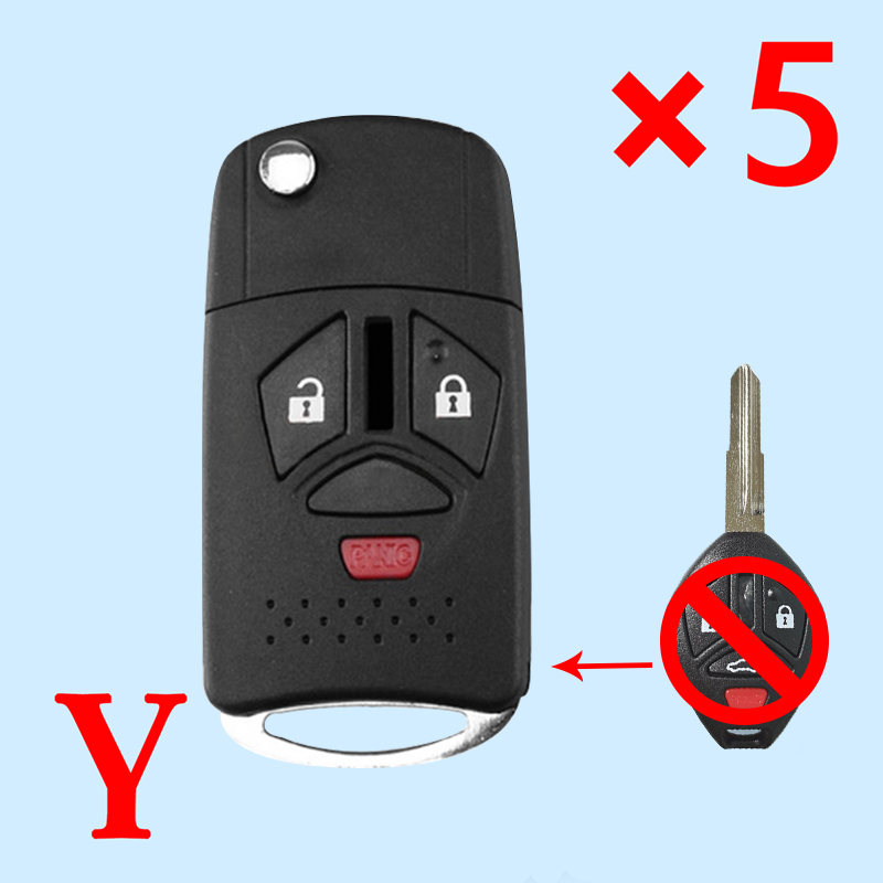 Modified Remote Key Shell 2+1 Button For Mitsubish - pack of 5 