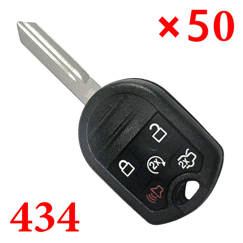 4+1 Buttons 434 MHz Remote Head Key for Lincoln / Ford 2007-2018 - Pack of 50