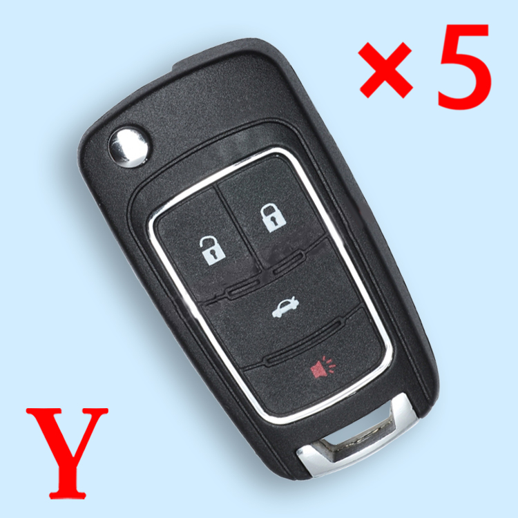 Flip Remote Key Shell 3+1 Button for Opel Chevrolet HU100 - Pack of 5