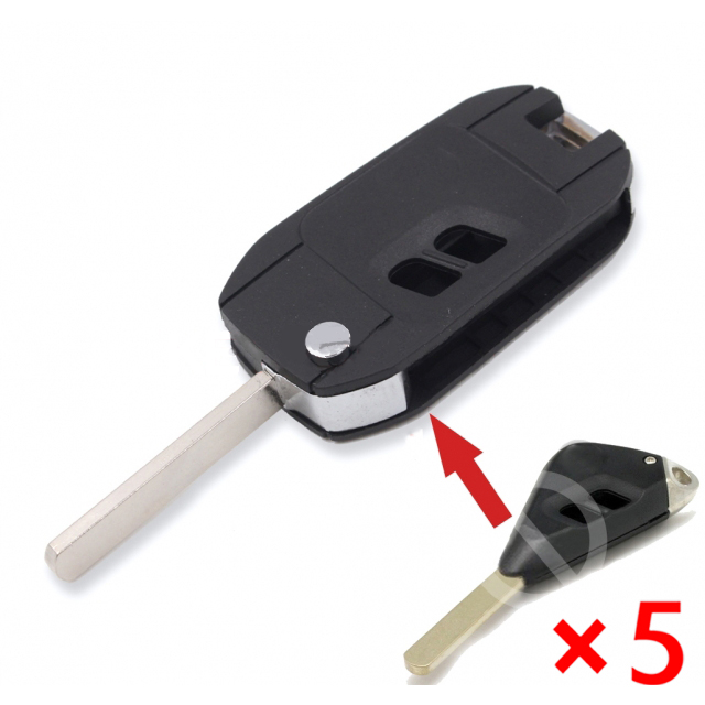 Modified Uncut Folding Remote Key Shell Case Fob for Subaru Legacy Outback 2 Button - pack of 5 