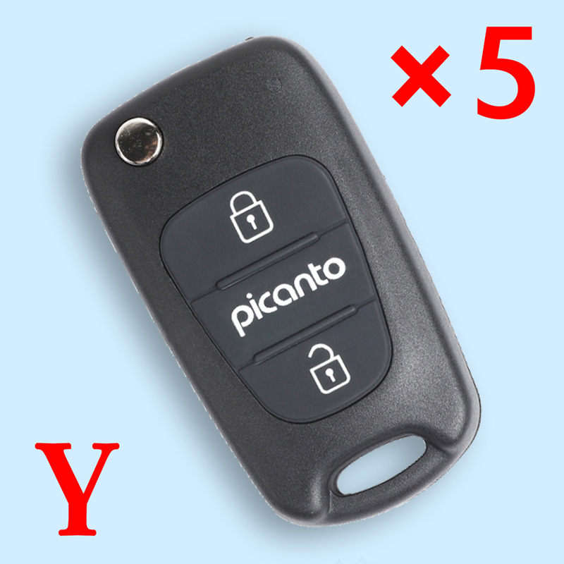 Folding Remote Key Shell 3 Button for Kia Picanto - pack of 5 