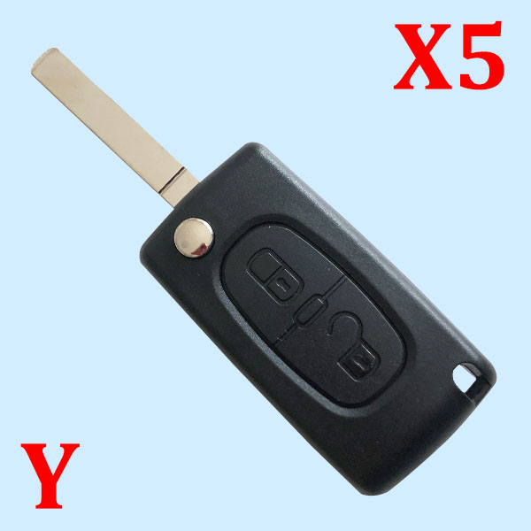 2 Button Key Shell with Battery Holder without Groove for Citroen 5pcs