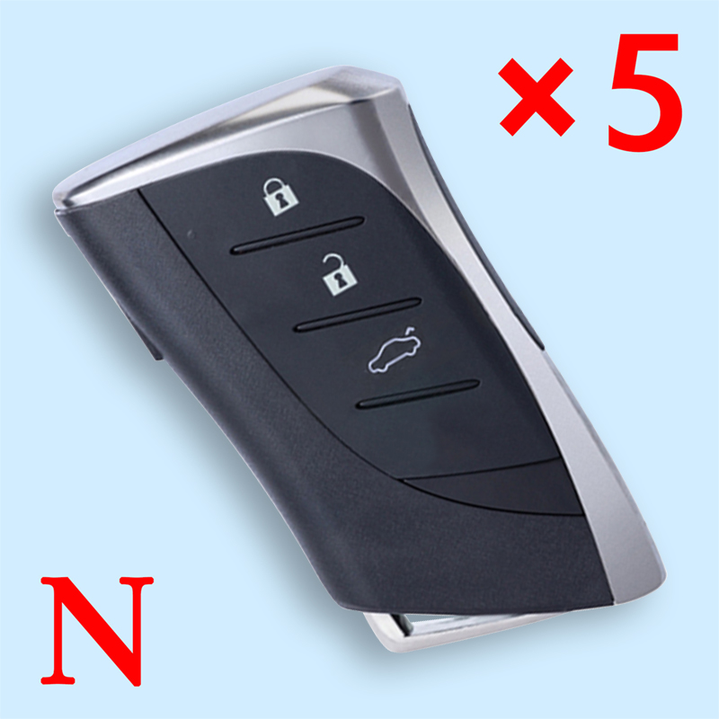 Smart Remote Key Shell 3 Button for Lexus ES300h ES350 ES200 ES260 LS350 LS500h- pack of 5 