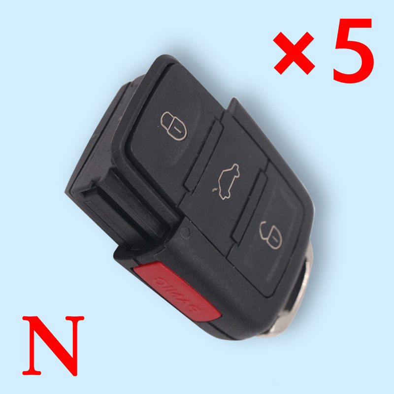 Remote Key Shell for VW (3+1) Button- pack of 5 
