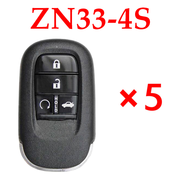 KYDZ Universal Smart Remote Key Honda Type 4 Buttons ZN33-4S - Pack of 5