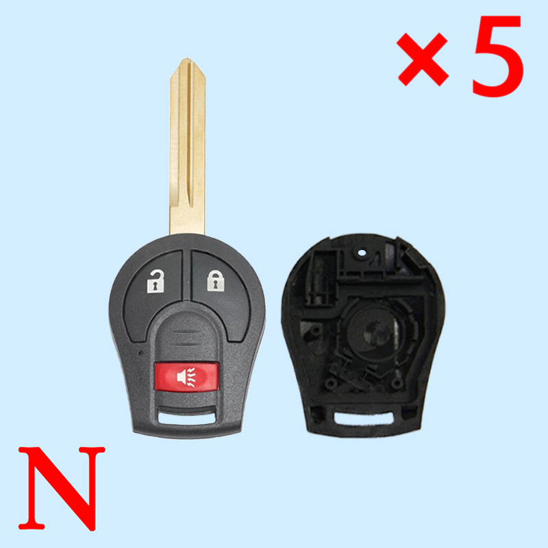 Remote Key Shell 2+1 Button for Nissan Sunny (Can Install Chip) - pack of 5 