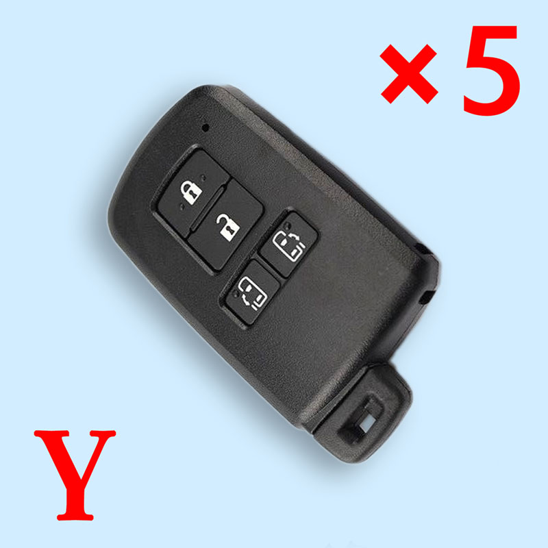 Suitable for 2012 Toyota smart key shells 4 Buttons double-sided sliding door smart remote replacement key shell- Pack of 5