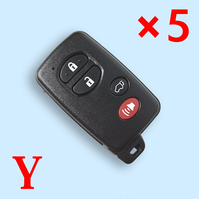 4 Buttons Smart Key Remote Shell Black Sedan Type for Toyota - Pack of 5