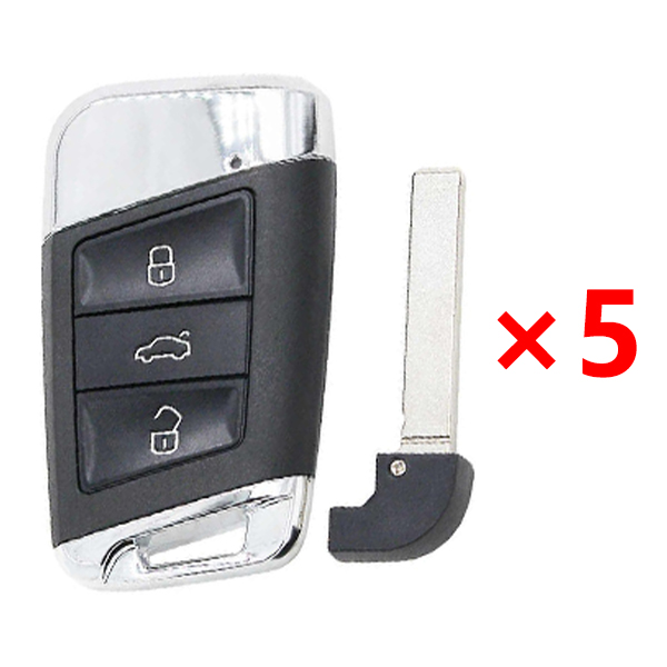 KYDZ 3 Buttons Smart Remote Key for Volkswagen Magotan B8- Pack of 5