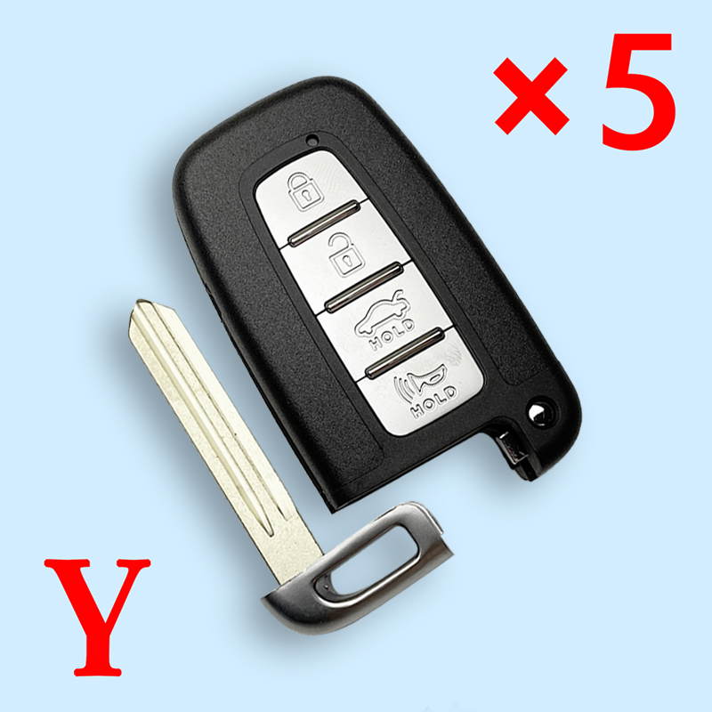 Replacement Remote Key Shell Case Fob 4 Button for Hyundai Kia - pack of 5 