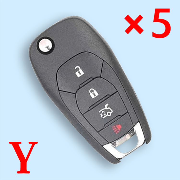 Replacement Uncut Flip Remote Key Shell Case for Chevrolet Cruze Aveo Malibu Chevy 2014-2018 Spark Niva 3+1 Button - Pack of 5