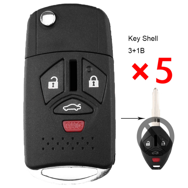 Modified Remote Key Shell 3+1 Button For Mitsubish - pack of 5 