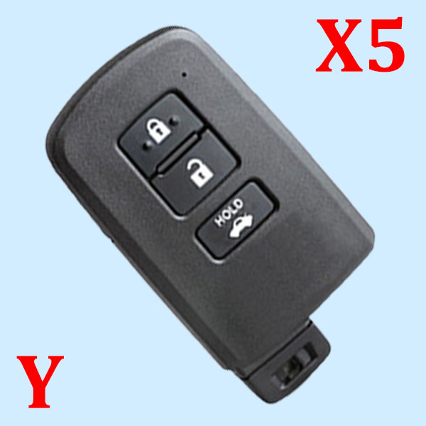 ( Type 14 ) 3 Buttons Smart Key Shell for Toyota - Pack of 5