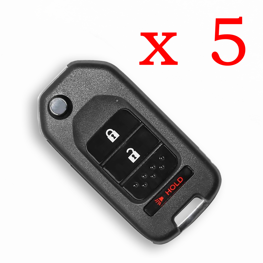 5 pieces Xhorse XKHO02EN Wire Remote Key for Honda Flip 2+1 Buttons English Version working with Xhorse VVDI Key tool
