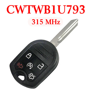 5 Buttons 315 MHz Remote Head Key for Lincoln / Ford 2007-2018 - CWTWB1U793 ( with 4D63 80 Bit Chip)