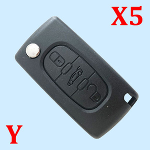 3 Button Key Shell With Trunk Button with Battery Holder with Groove Blade for Citroen 5pcs
