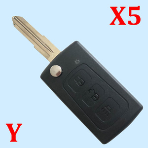 3 Buttons Flip Key Shell with Battery Holder for Great Wall H3 H5 - Pack of 5