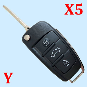 3 Buttons Flip Remote Key Shell for Audi - 5 pcs