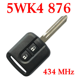 2 Buttons 434 MHz Remote Heady Key for Nissan Micra Qashqai Cabster - 5WK4 876 / 5WK4 818 