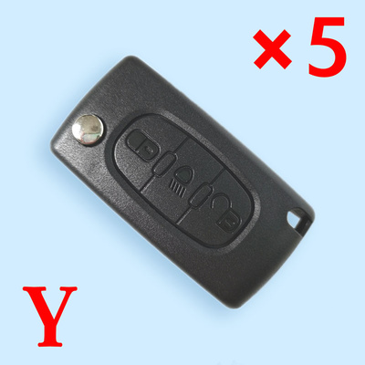 3 Button Key Shell with Battery Holder without Groove for Citroen 5pcs