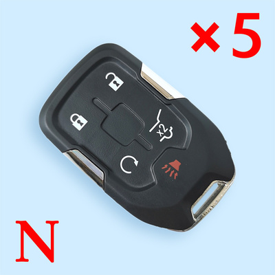 2015 - 2020 Chevrolet GMC Smart Key Shell 5 Button Compatible with FCC# HYQ1AA - Pack of 5