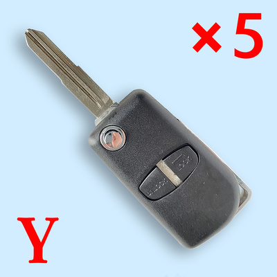 2 Buttons Modified Car key Case Shell For Mitsubishi New ASX GRANDIS Outlander LANCER-EX With Right Blade 5pcs