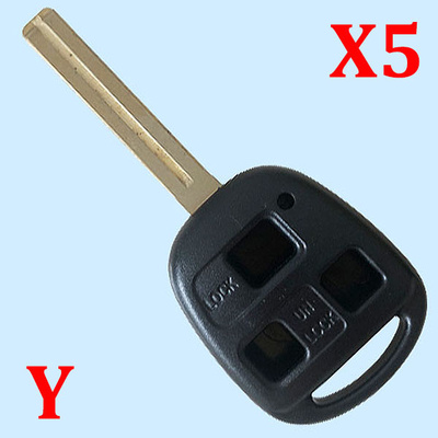 3 Buttons Remote Key Shell TOY40 for Toyota Long Blade - Pack of 5