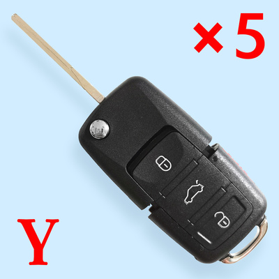 3+1 Buttons Flip Remote Key Shell for VW Golf 4 5 6 Passat B5 - Pack of 5