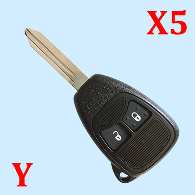 2 Buttons Remote Key Shell for Jeep Chrysler Dodge - Pack of 5