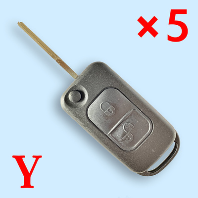 2 Buttons Flip Key Shell with HU64 Blade for Mercedes Benz - Pack of 5