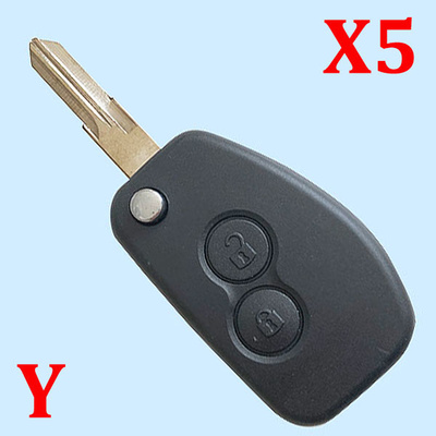 2 Buttons Flip Remote Key Shell for Renault - Pack of 5