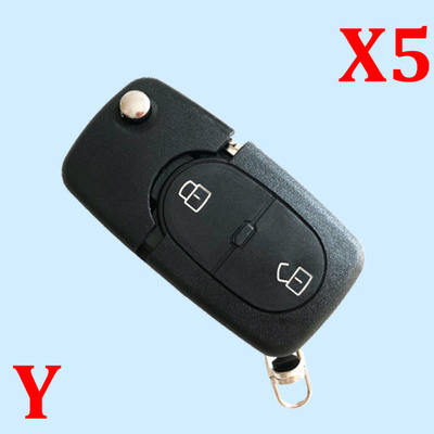 2 Buttons Flip Remote Key Shell for Audi with Large Battery Holder - 5 pcs