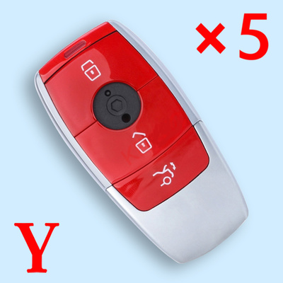 Red Smart Remote Key Shell 3 Button for Mercedes-Benz C200L E300L S320 GLC - Pack of 5