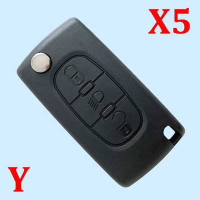 3 Button Key Shell with Battery Holder with Groove for Citroen 5pcs