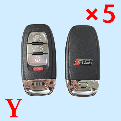 Top Quality Fob Replacement 4 Buttons for Audi RS Remote Key Shell with Stereo RS Logo - pack of 5