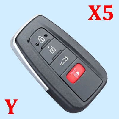 ( Type 7 ) 3+1 Buttons Smart Key Shell for Toyota - Pack of 5