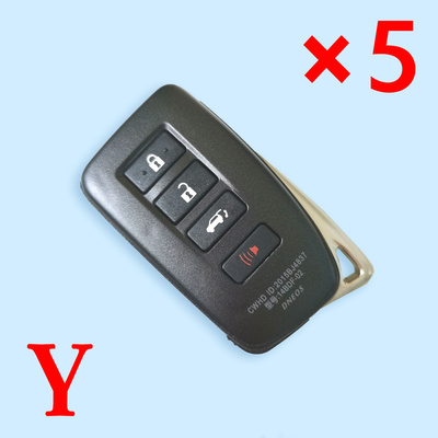 4 Buttons Smart Key Shell for Toyota - Suitable for VVDI Toyota PCB - Pack of 5