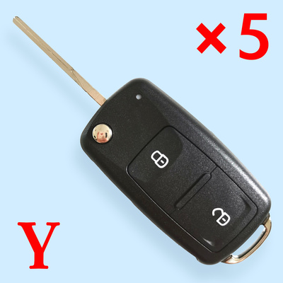 New type 2 Buttons Flip Remote Key Shell for VW 202AD Type - 5 pcs