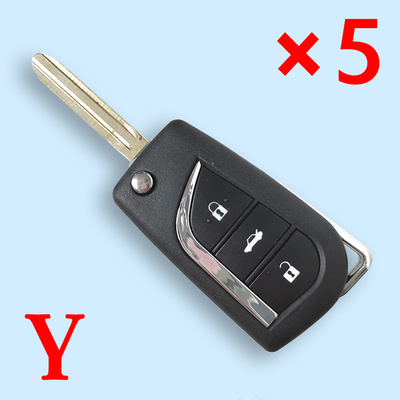 2 Buttons Flip Remote Key Shell for Toyota with TOY43 Blade - 5 pcs