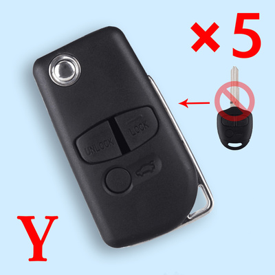 3 Buttons Modified Car key Case Shell For Mitsubishi New ASX GRANDIS Outlander LANCER-EX With Left Blade 5pcs