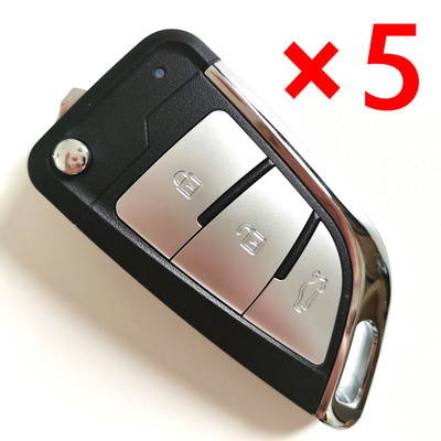 5pcs XKKF23EN Xhorse Flip Key 3 Buttons Silver Color Wire Remote Type