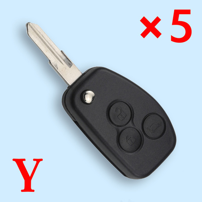 3 Buttons Flip Remote Key Shell for Renault - Pack of 5