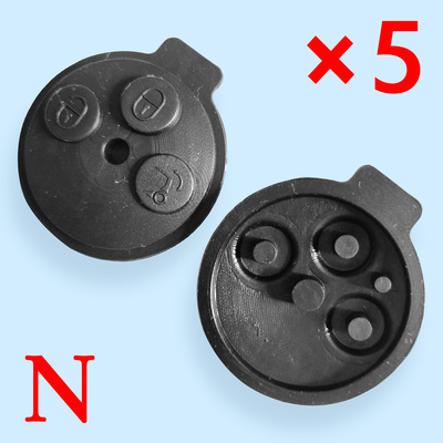 3 Buttons Key Shell Rubber Pad for Smart  - 5 pcs