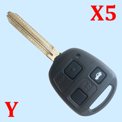 3 Buttons Remote Shell with TOY43 Blade for Toyota with Rubber Pad - 5 pcs