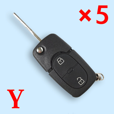 2 Buttons Flip Remote Key Shell for Audi with Small Battery Holder - 5 pcs