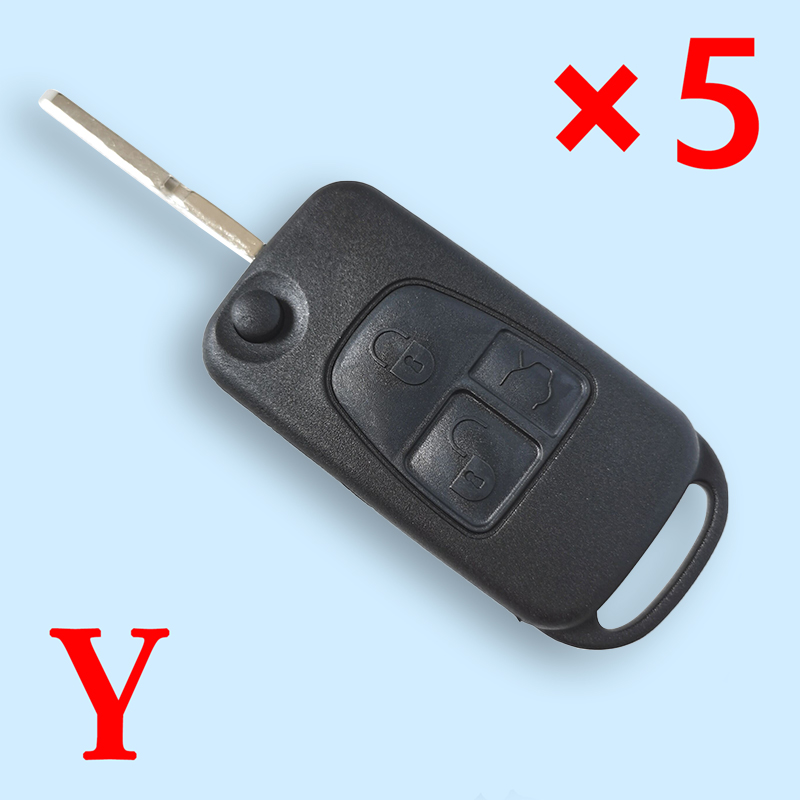 Remote Car Key Shell Case 3 Button for Mercedes-Benz C E ML S HU39 Blank Blade - pack of 5 
