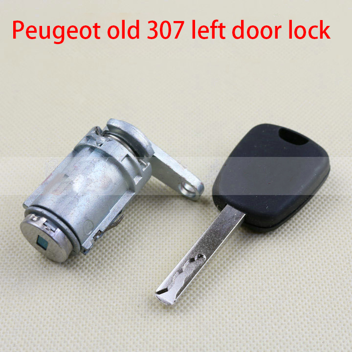 Peugeot old 307 left door lock -- car lock logo 307 main driver's door lock cylinder without side slot key