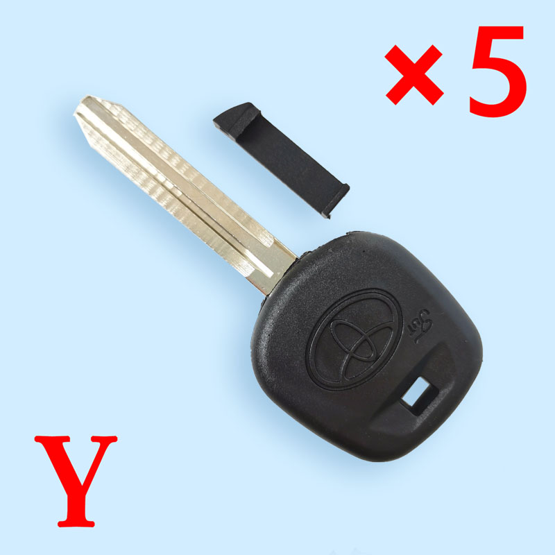 TOY43 Transponder Key Shell for Toyota with Double Side Logo with Chip Slot - Pack of 5