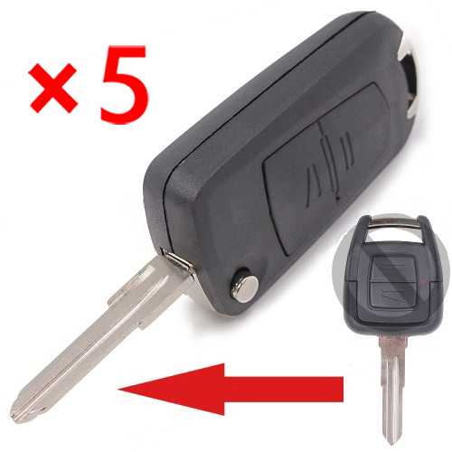 Modified Flip Remote Key Shell 2 Button for Opel YM28 - pack of 5 