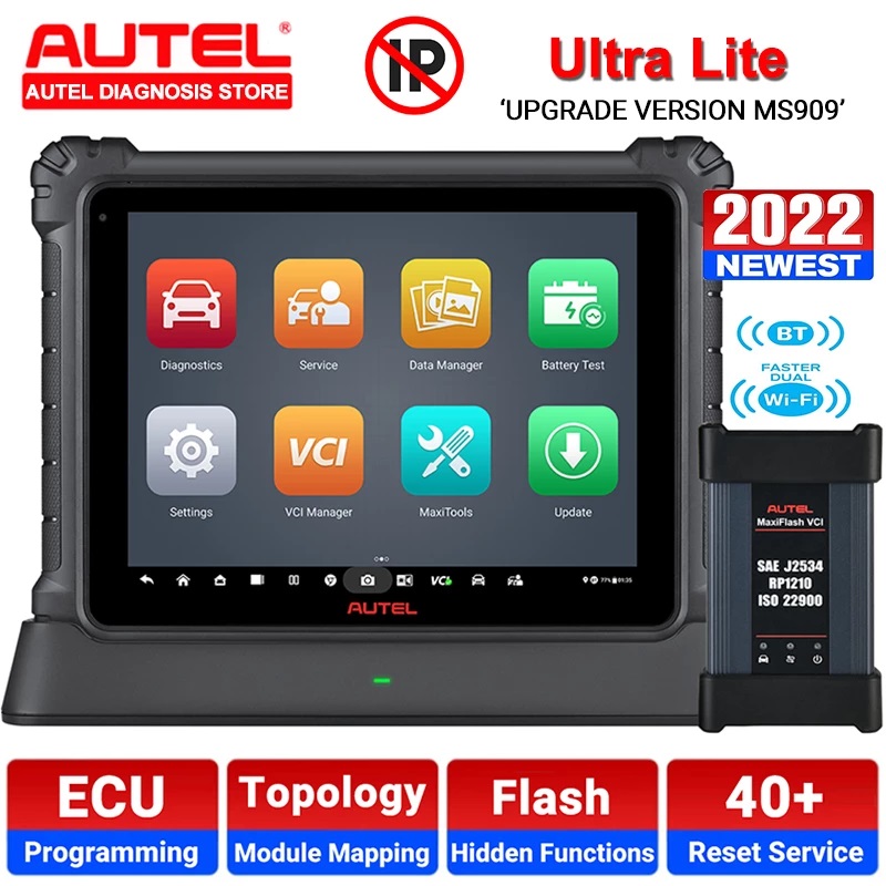 Autel MaxiCOM Ultra Lite Intelligent Diagnostic Scan Tool Bi-directional Scanner w/ ECU Programming, 40+ Services